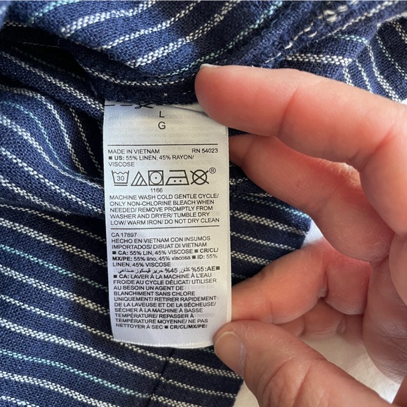 3 for $30 | NWT Old Navy Linen Blend Navy Stripe Dress Sleeveless V-Neck - Picture 8 of 12